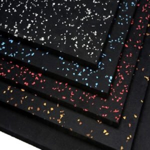 Piso GYM CAUCHO - Negro con chips colores / liso o cuadros fino